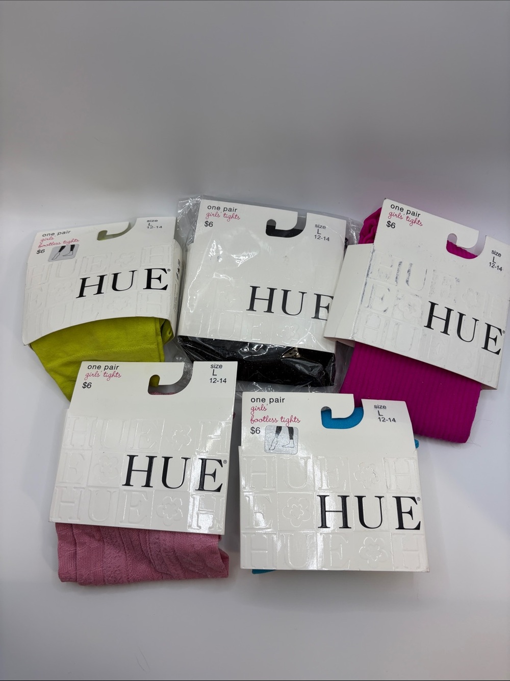HUE Kids Tights Pack - Lime Green, Sparkling Black, Magenta, Pink, Teal